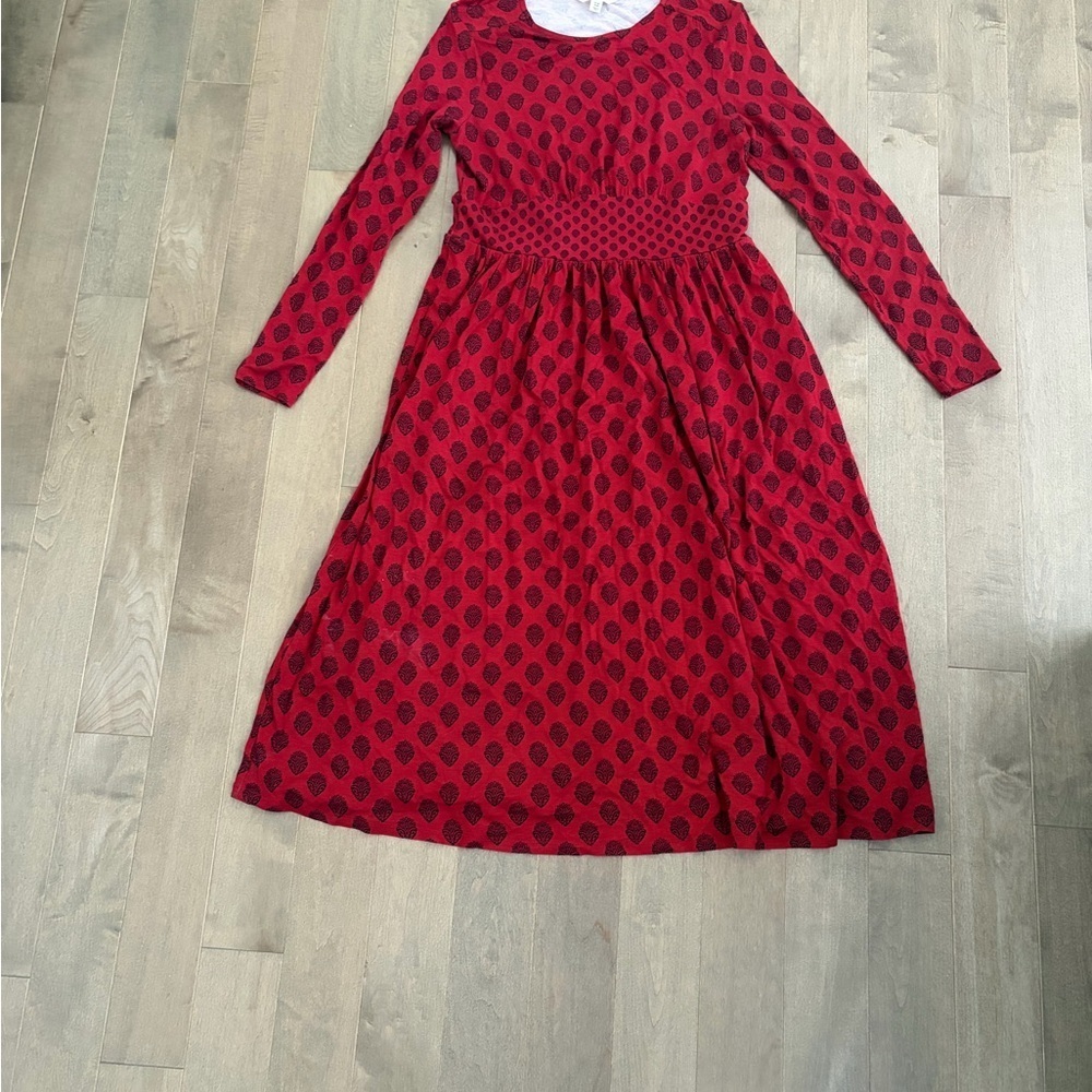 Boden Red and Black Patterned Dress